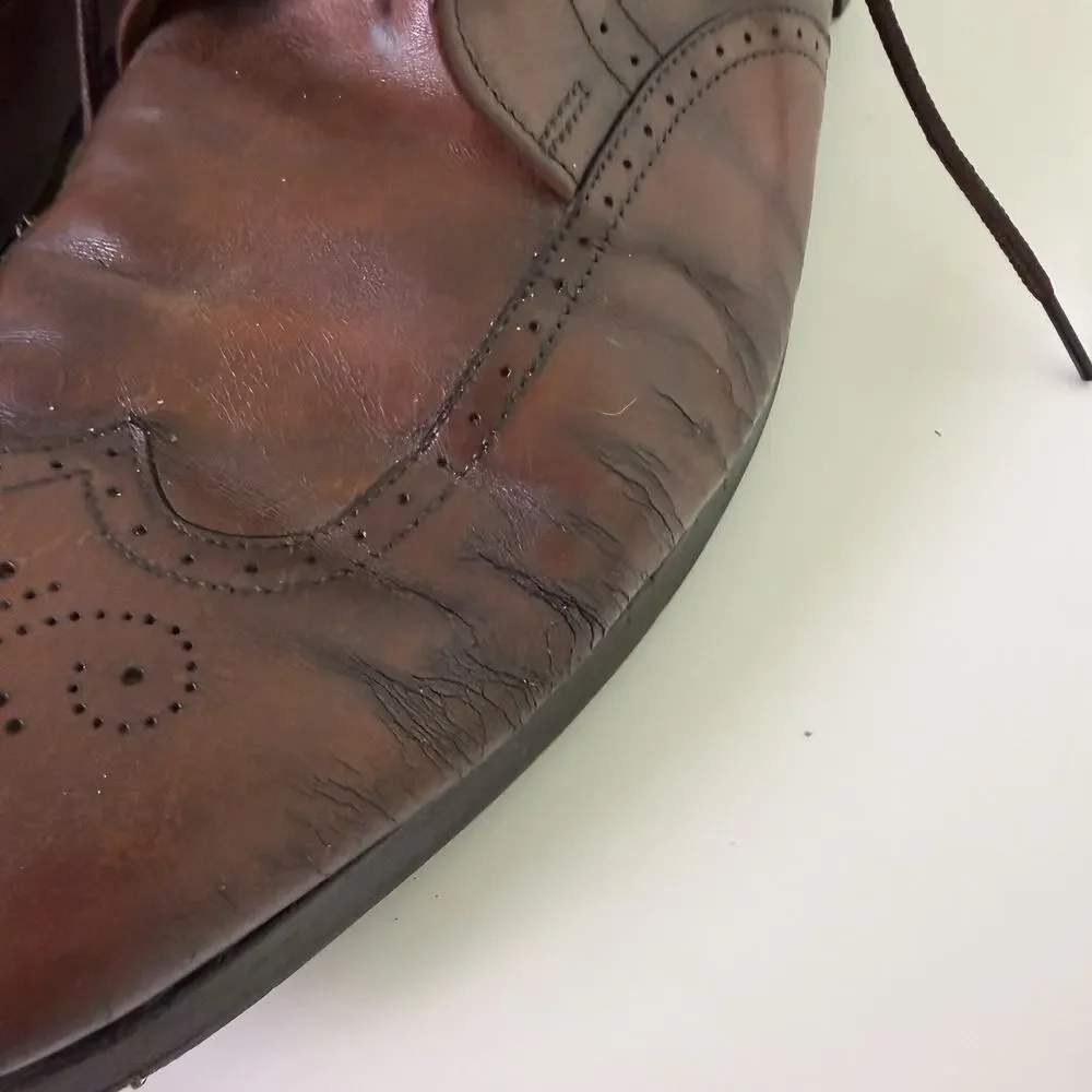 Allen Edmonds Carlton Brown Leather Wingtip Brogue Oxford Dress Shoes Men 14 USA